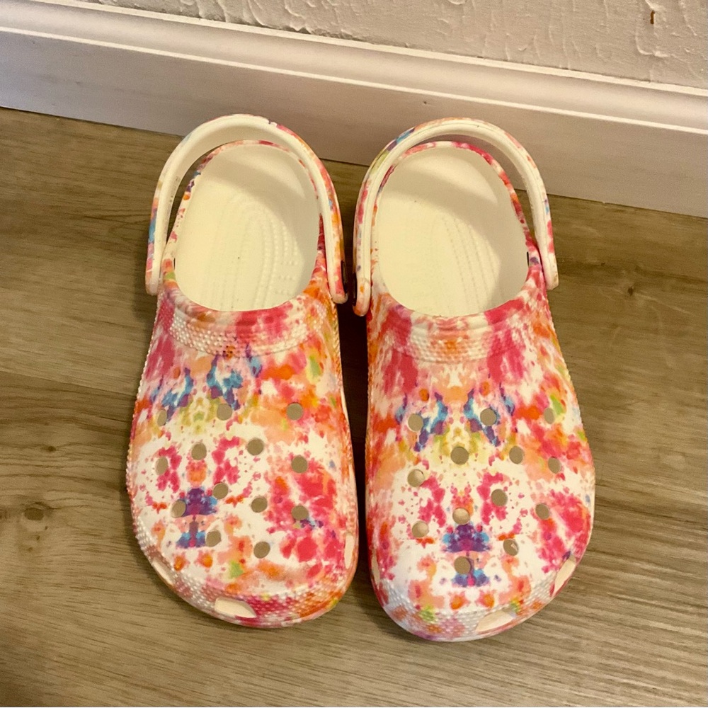 Crocs Classic Solar Rainbow Clogs Crocs Shoes Crocs Size 6 Tie Dye Crocs Orange